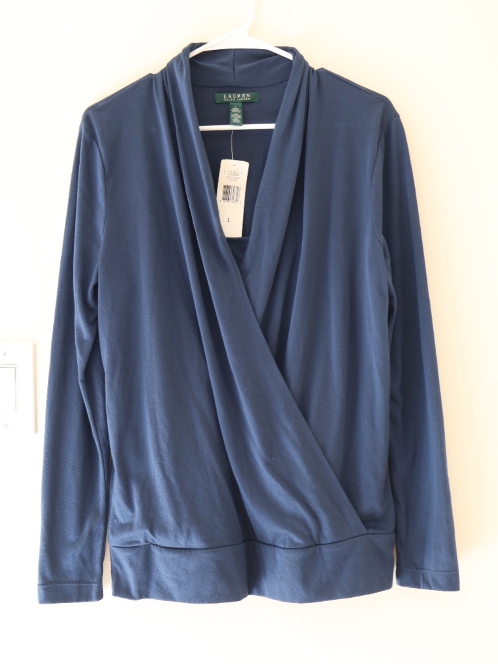 NWT Lauren Ralph Lauren Women’s Faux Wrap Tunic Long Sleeve Top Large Lagenlook